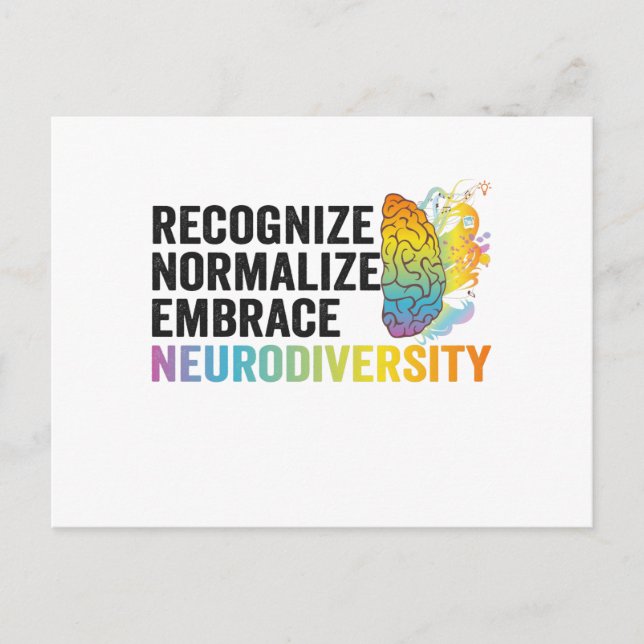 Recognise Normalise Embrace Neurodiversity ADHD Postcard (Front)