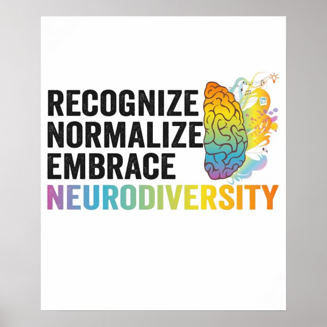 Recognise Normalise Embrace Neurodiversity ADHD Poster (Front)