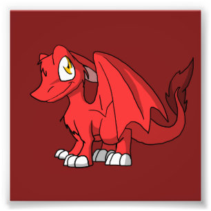 Recolorable SD Furry Dragon w/ Any Dark Colour Bac Photo Print