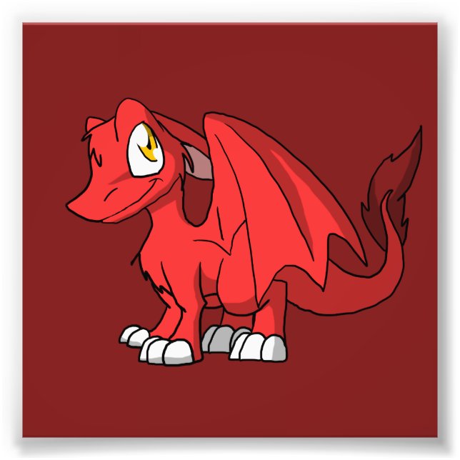Recolorable SD Furry Dragon w/ Any Dark Colour Bac Photo Print (Front)