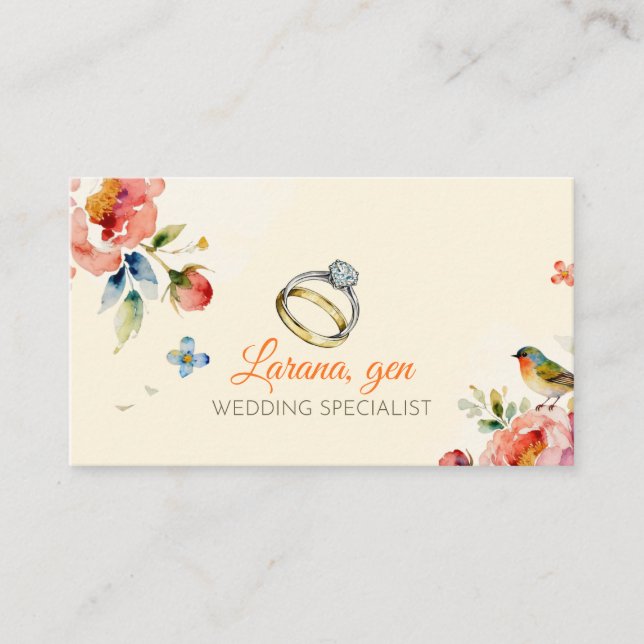 Recommended listing title: “Songbirds & Blooms Wed Enclosure Card (Front)