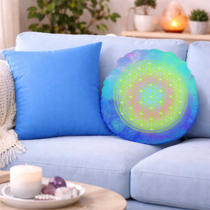 Reconnect with Yourself flower of life Round Cushion