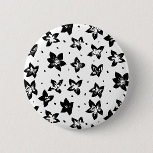 Reconstructed Floral Pattern - Achromatic Goth 6 Cm Round Badge