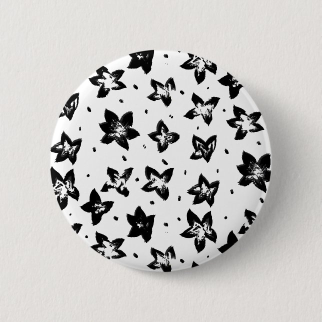 Reconstructed Floral Pattern - Achromatic Goth 6 Cm Round Badge (Front)