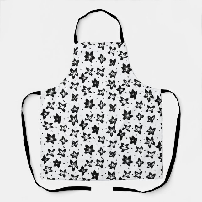 Reconstructed Floral Pattern - Achromatic Goth Apron (Front)