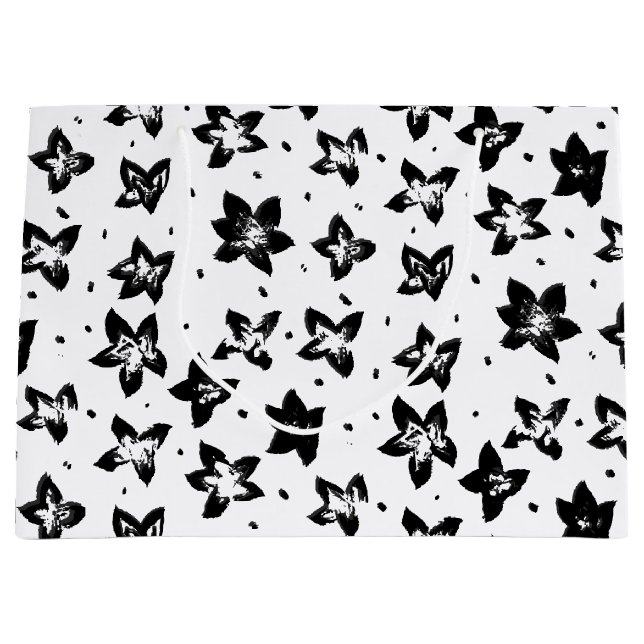 Reconstructed Floral Pattern - Achromatic Goth Large Gift Bag (Front)