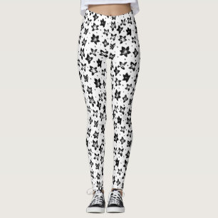 Reconstructed Floral Pattern - Achromatic Goth Leggings
