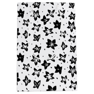 Reconstructed Floral Pattern - Achromatic Goth Medium Gift Bag
