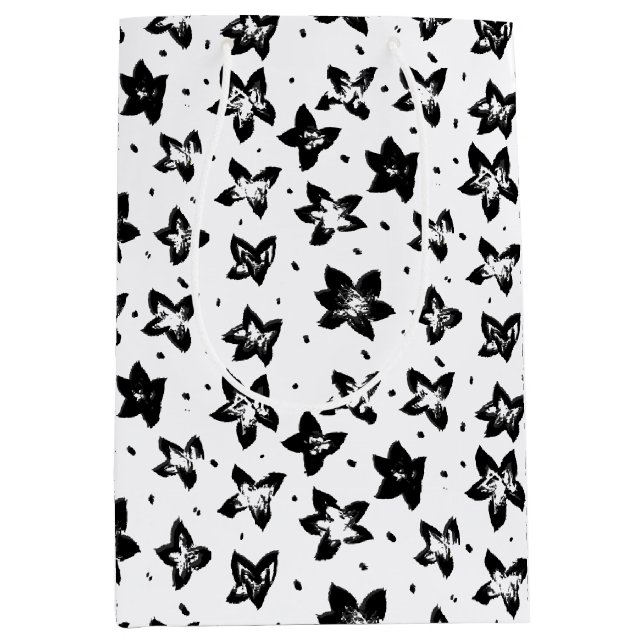 Reconstructed Floral Pattern - Achromatic Goth Medium Gift Bag (Front)