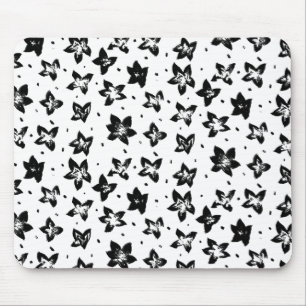 Reconstructed Floral Pattern - Achromatic Goth Mouse Pad