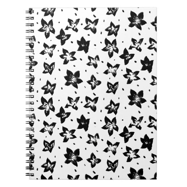 Reconstructed Floral Pattern - Achromatic Goth Notebook (Front)