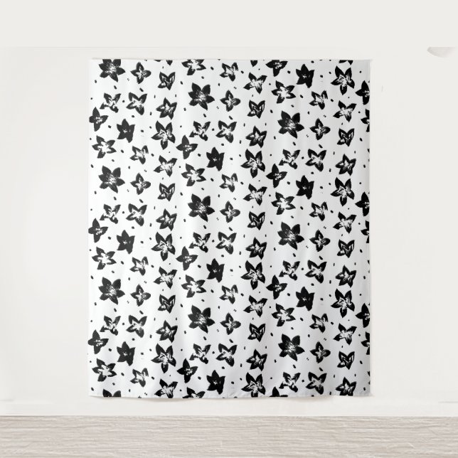 Reconstructed Floral Pattern - Achromatic Goth Tapestry (Front)