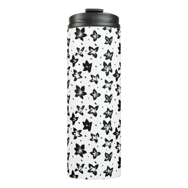 Reconstructed Floral Pattern - Achromatic Goth Thermal Tumbler (Front)