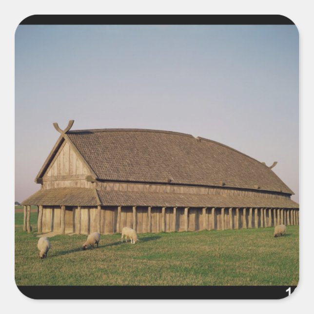 Reconstruction of an 11th century Viking house Square Sticker (Front)