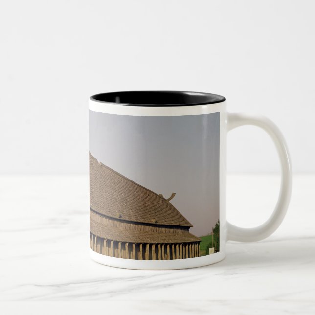 Reconstruction of an 11th century Viking house Two-Tone Coffee Mug (Right)
