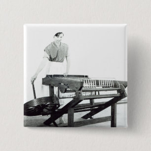 Reconstruction of Hargreaves's 'Spinning Jenny' 15 Cm Square Badge