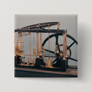 Reconstruction of James Watt's steam engine 15 Cm Square Badge