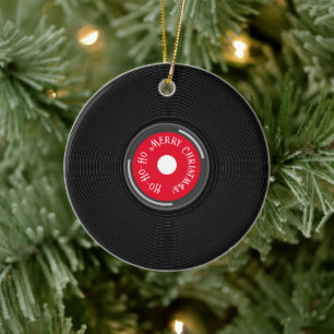 Record Album Ho-Ho-Ho Merry Christmas! Ceramic Ornament
