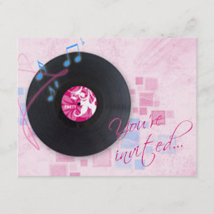 Record Album on Pink Dance Party Invitation