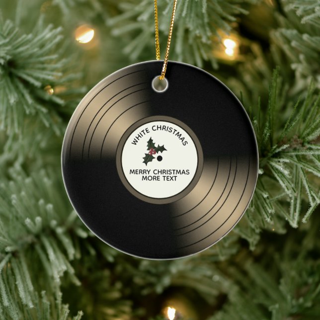 Record Album Personalised Christmas Bronze Tint Ceramic Ornament (Tree)