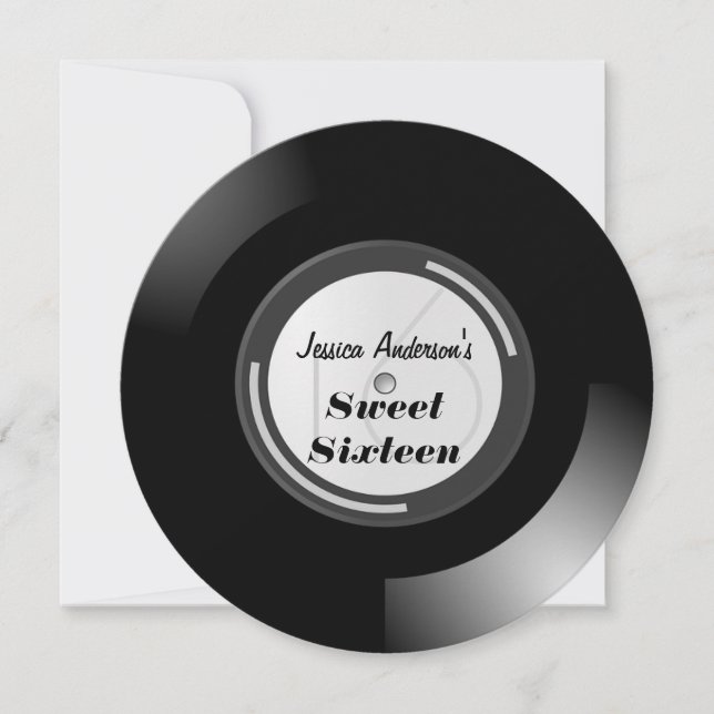 Record Album Sweet Sixteen Invitation (Front)