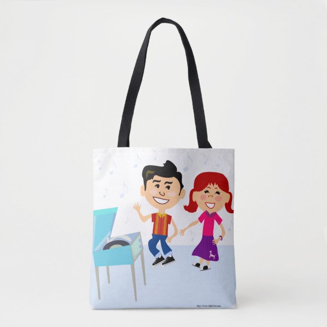 Record Party Kids Cute Cartoon Characters Retro Ar Tote Bag (Front)