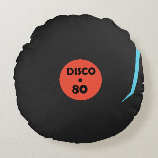 Record Plate Round Pillow Disco Music Party (Front)