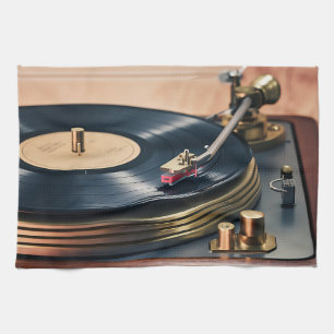 Record Player in Action Tea Towel
