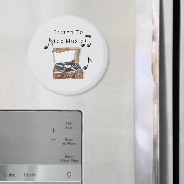Record Player Music Notes Magnet (In Situ (Fridge))
