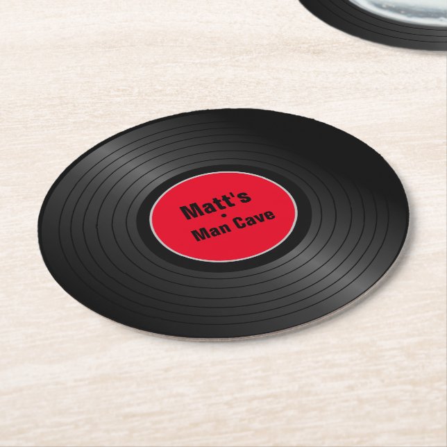 Record  round paper coaster (Angled)