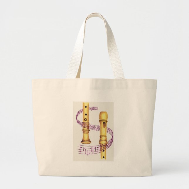 Recorder and Music Large Tote Bag (Front)