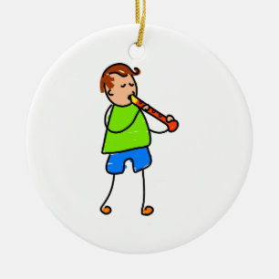 Recorder Kid Ceramic Ornament