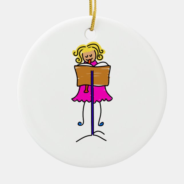 Recorder Kid Ceramic Tree Decoration (Front)