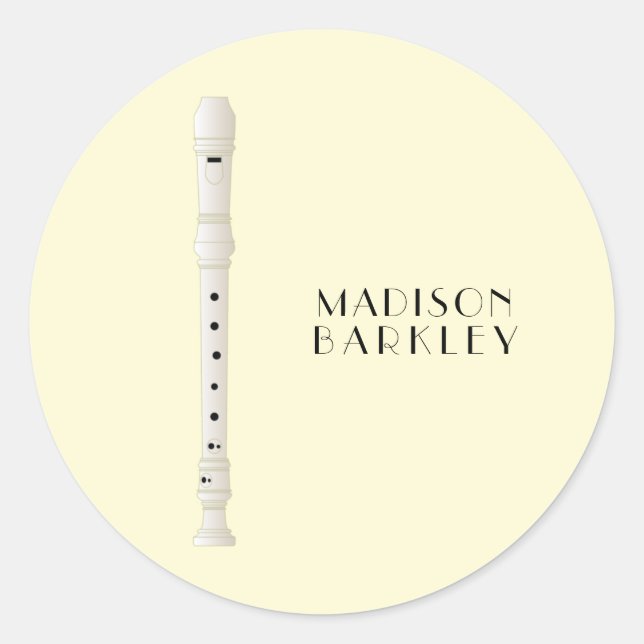 Recorder Music Teacher Classic Round Sticker (Front)