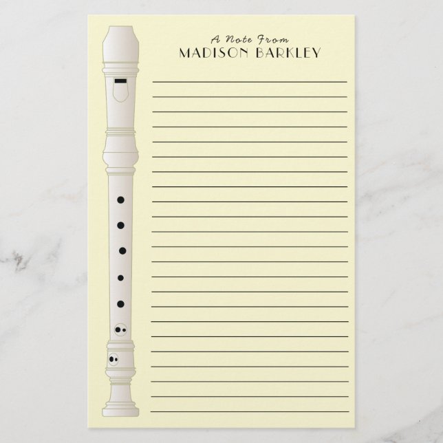 Recorder Music Teacher Musician Band Stationery (Front)