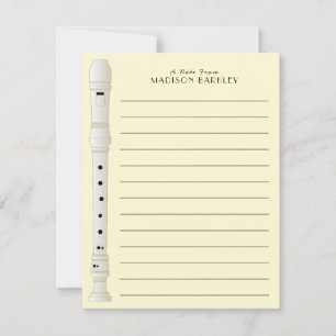 Recorder Music Teacher Musician Band Thank You Card