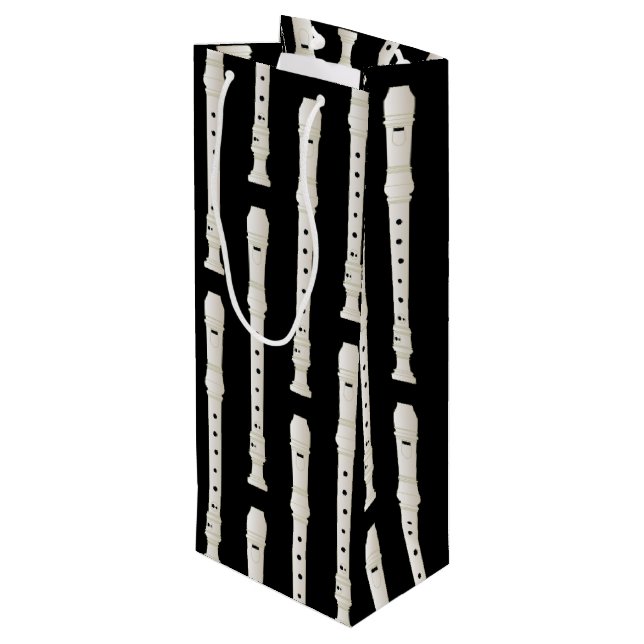 Recorder Music Teacher Musician Band Wine Gift Bag (Back Angled)