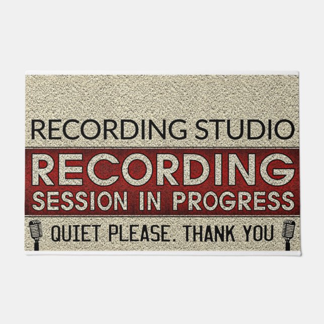 Recording Studio, Quiet Please Sign, Studio Decor Doormat (Front)