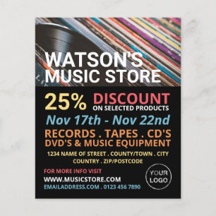 Records, Music Store Advertising Flyer