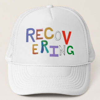 Recovering healing new beginning funky word art trucker hat