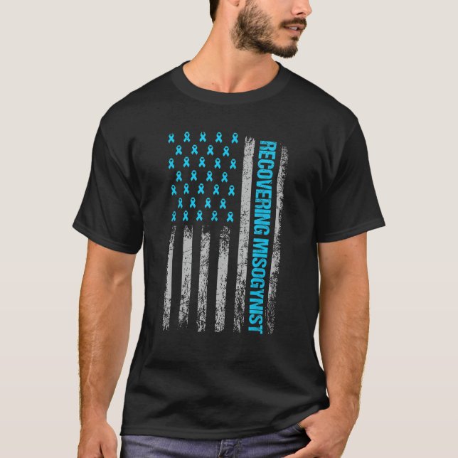 Recovering Misogynist Warrior American Flag T Shir T-Shirt (Front)