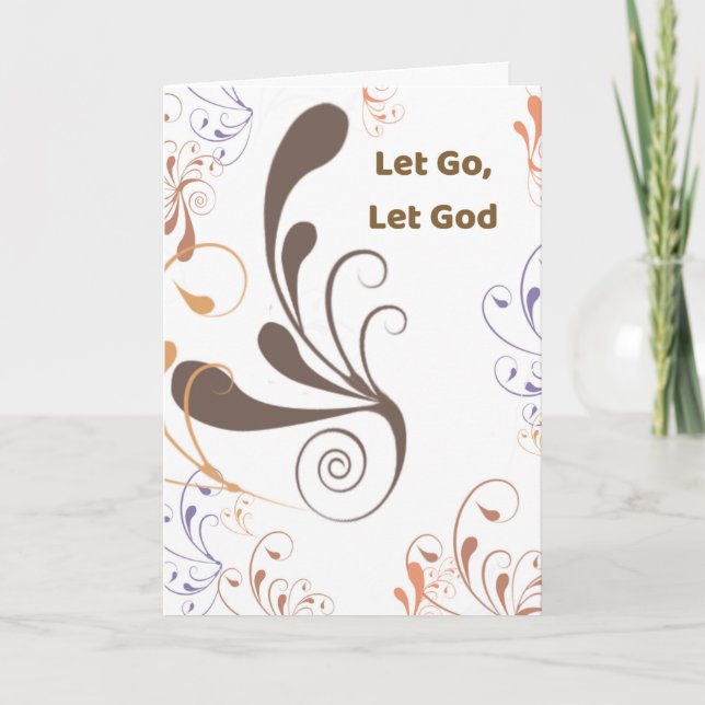 Recovery Anniversary Let Go Let God Swirls  Card (Front)