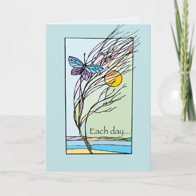 Recovery Each Day Butterfly Birthday Card (Front)