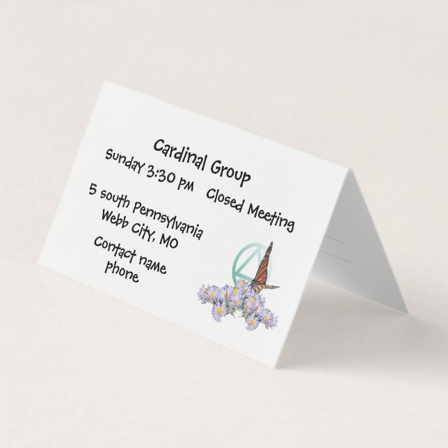 recovery group numbers card (Front)