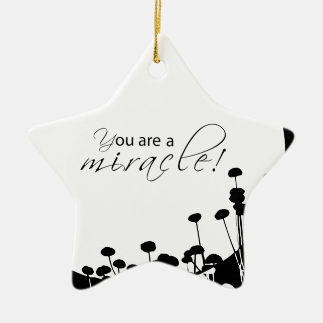 Recovery Miracle, Black and White Ceramic Tree Decoration (Front)