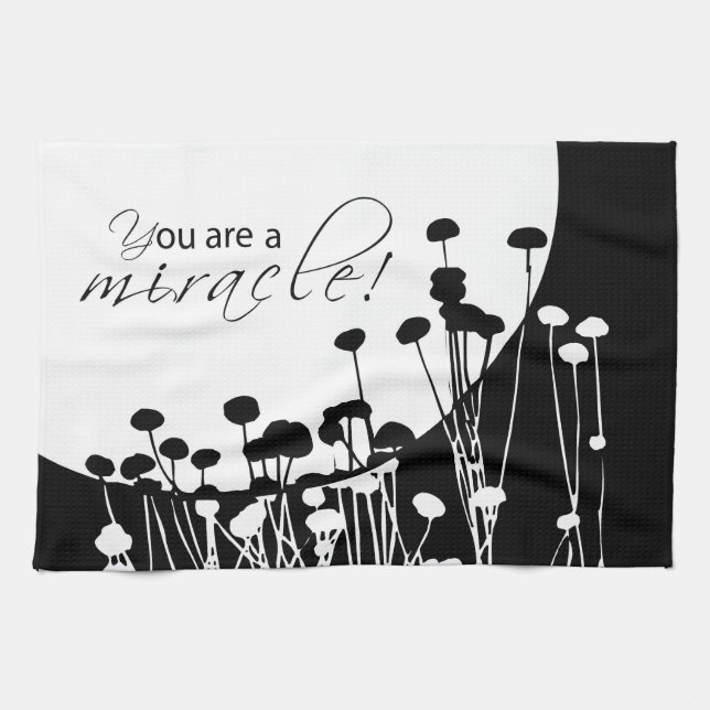 Recovery Miracle, Black and White Tea Towel (Horizontal)