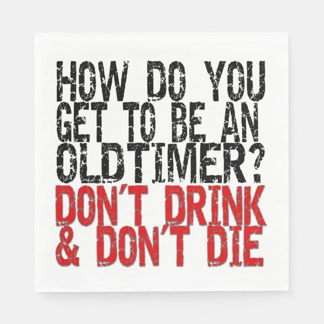 Recovery Old Timer Joke Napkin (Front)