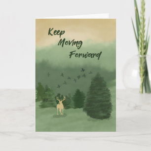 Recovery Support Green Landscape Deer Evergreen Card
