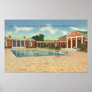 Recreation Bldg Interior Court and Pool View Poster