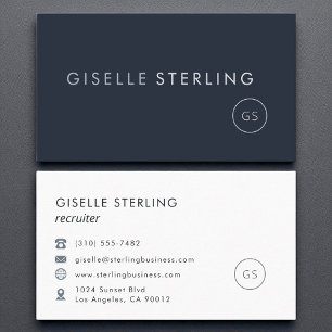 Recruiter Luxury Navy Blue Modern Elegant Business Card